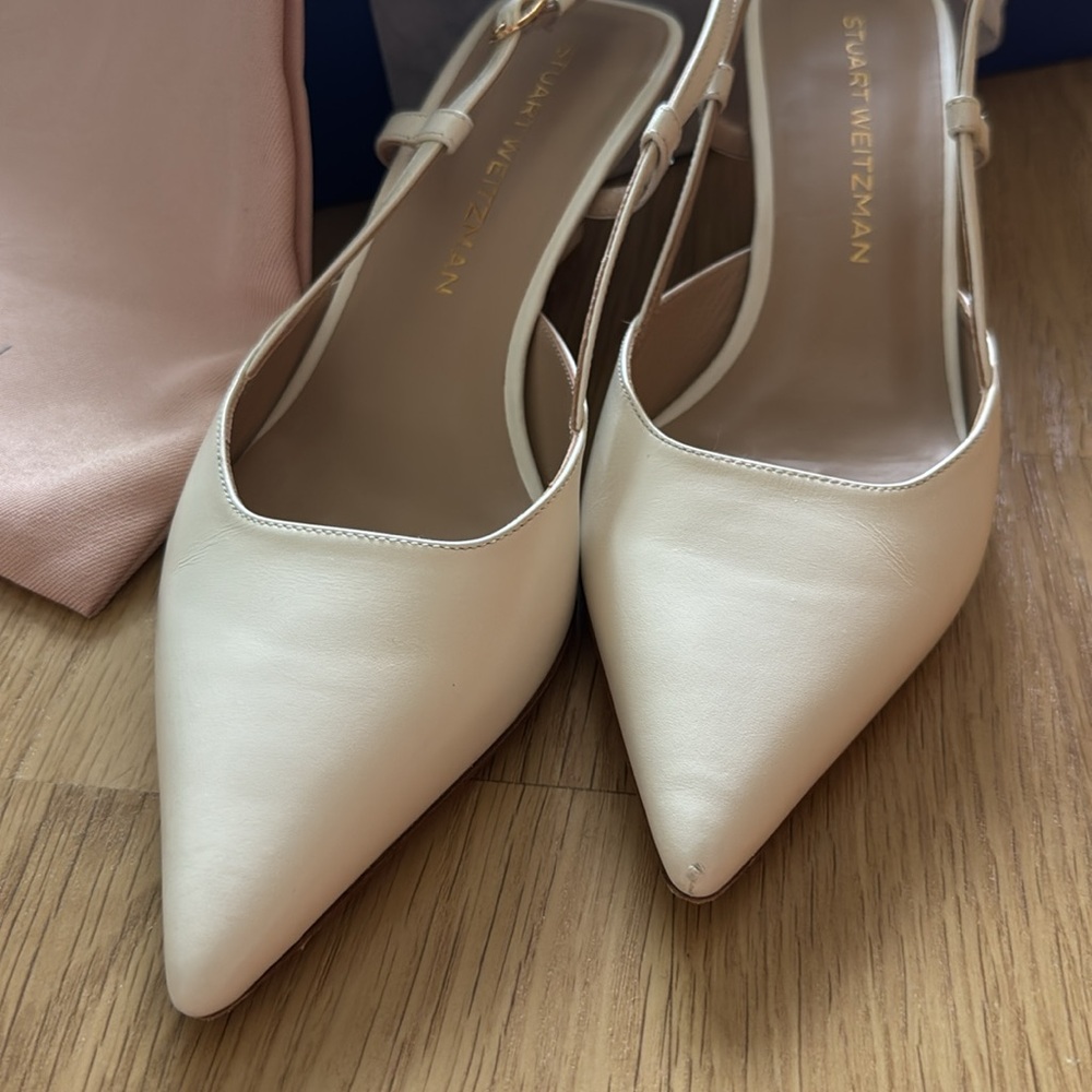 Stuart Weitzman Vinnie Leather Kitten Slingback - Picture 7 of 8